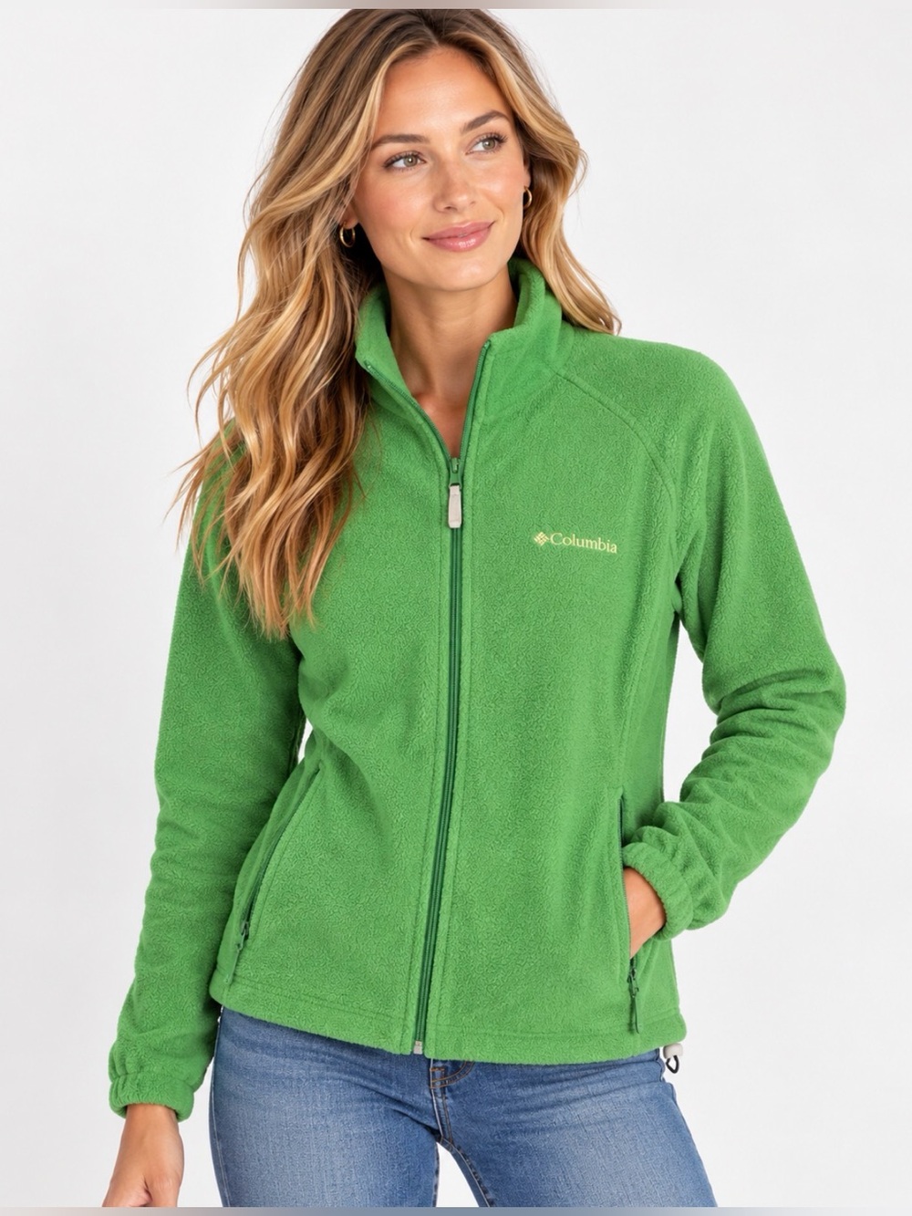 Columbia Women’s Green Full-Zip Teddy Fleece Jacket Size Large
